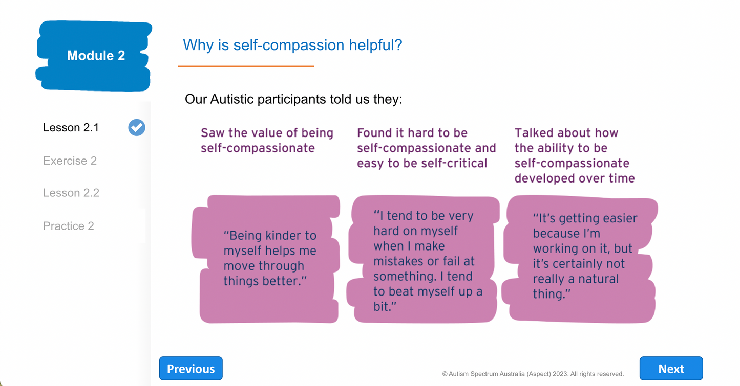 Clinician Version of Aspect Self-compassion Program for Autistic Adults (ASPAA)